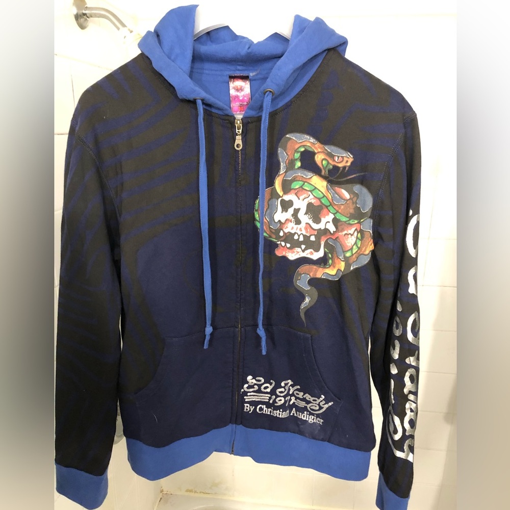 Limited edition  vintage y2K Ed Hardy zip up hoodie jacket size medium unisex